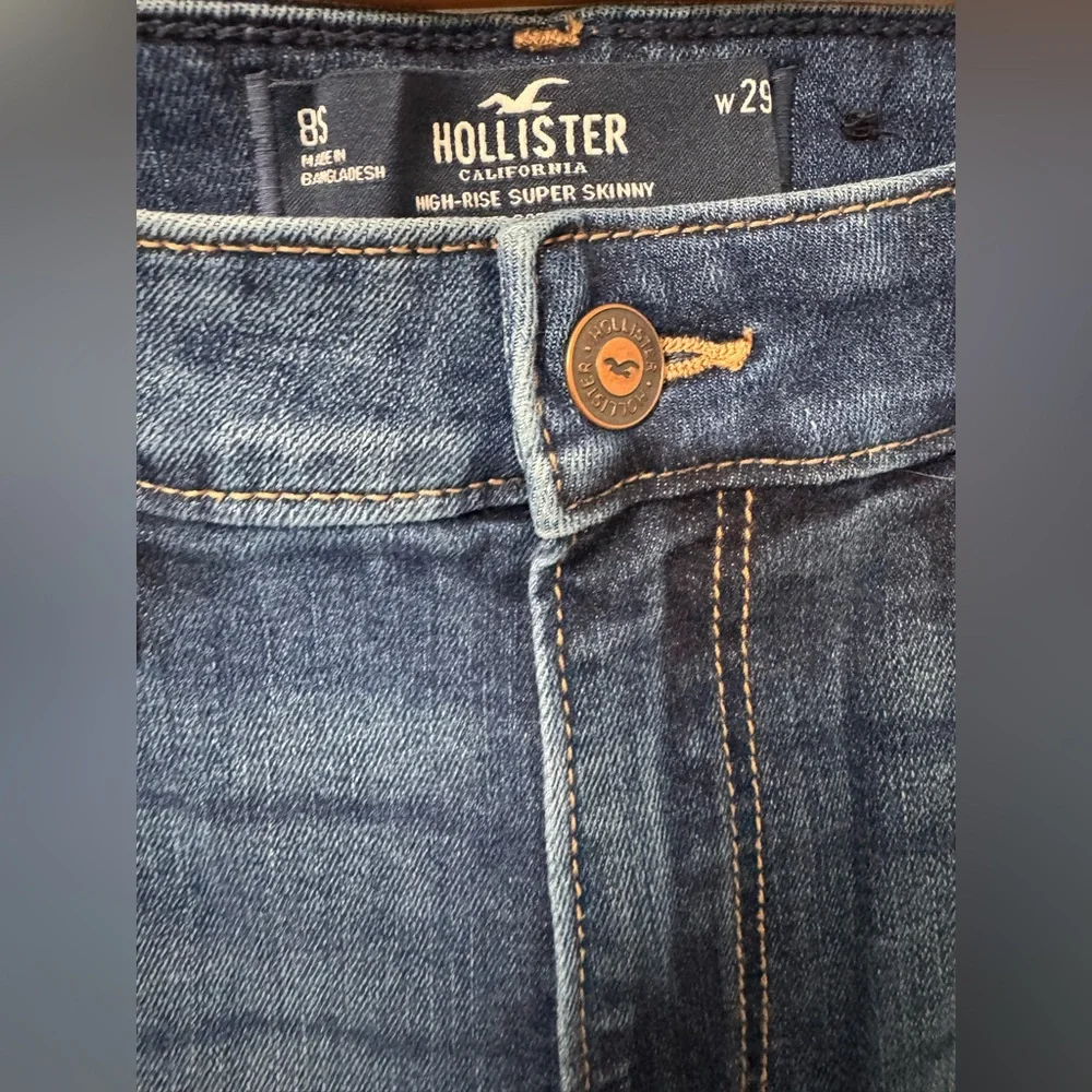 Hollister Dark Blue Distressed High Rise Super Skinny Jeans - Picture 3 of 3